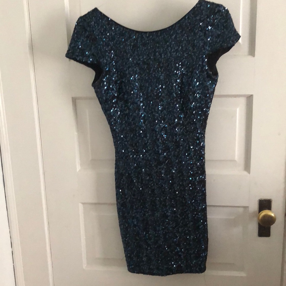 Dress The Population Blue Sequin Mini Dress
